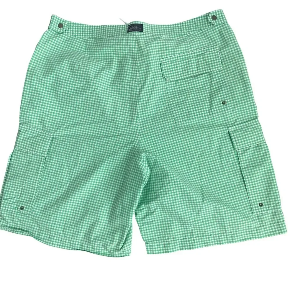 Polo Ralph Lauren Gingham Plaid Trunks Green Mens 38 Board Shorts